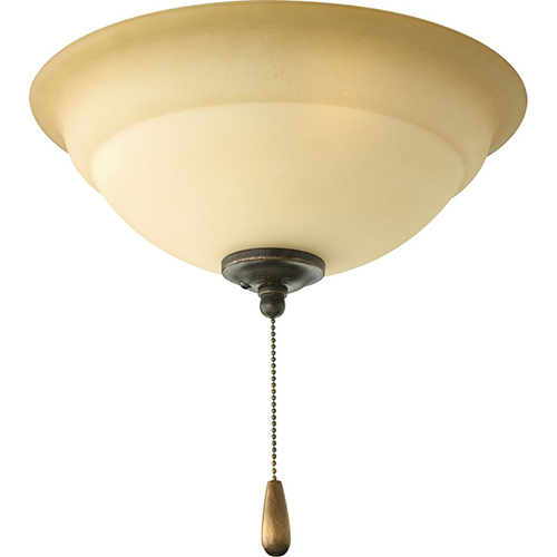 Progress Lighting P2645 77 Torino Forged Bronze Three Light Ceiling Fan Light Kit With Tea Stained Glass