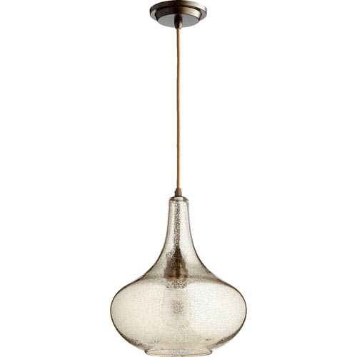 Filament Oiled Bronze 11 5 Inch One Light Pendant With Silver Mercury Glass