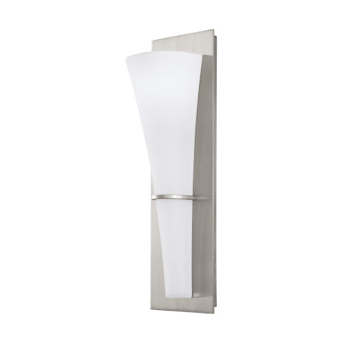 Sea Gull Lighting Barrington Brushed Steel One Light Wall Sconce With White Opal Etched Shade Wb1341en3 Bs Bellacor