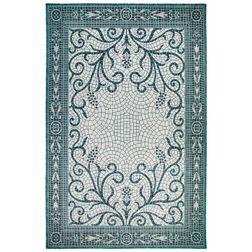 Trans Ocean Import Teal Mosaic Indoor Outdoor Rug U Cre58842994 Bellacor