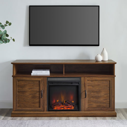 Walker Edison Furniture Co Dayton Dark Walnut Fireplace Tv Stand W60fpday2dhbdw Bellacor