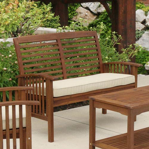 walker edison furniture co. acacia wood patio loveseat bench dark