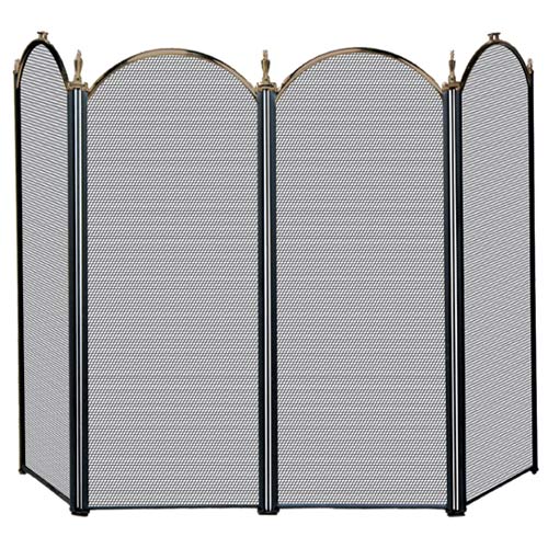 Blue Rhino Four Fold Antique Brass And Black Fireplace Screen