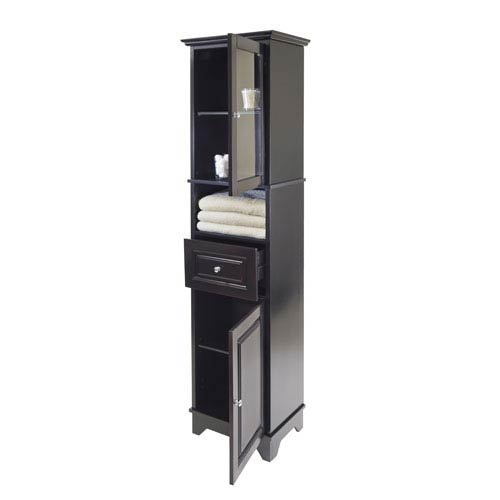 winsome wood alps tall cabinet w/ glass door and drawer 20871 | bellacor