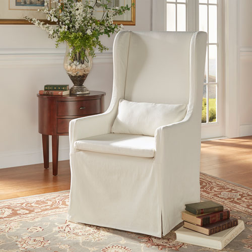 Homehills Lisle White Slipcover Wingback Host Chair 22e703c1pc Wf