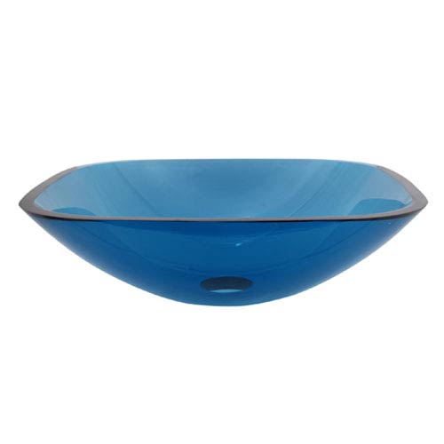 Elements Of Design Blue Square Temper Glass Vessel Sink