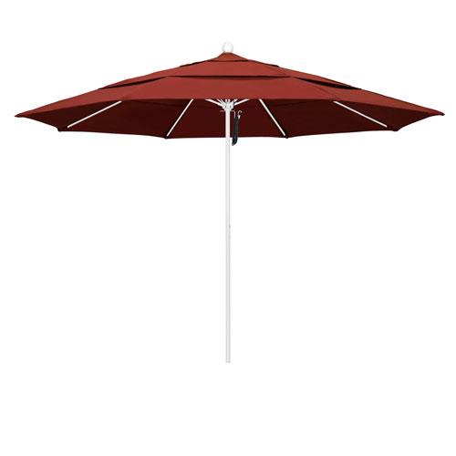 California Umbrella 11 Foot Umbrella Fiberglass Market Pulley Open Double Vent Matte White Sunbrella Terracotta Alto118170 5440 Dwv Bellacor